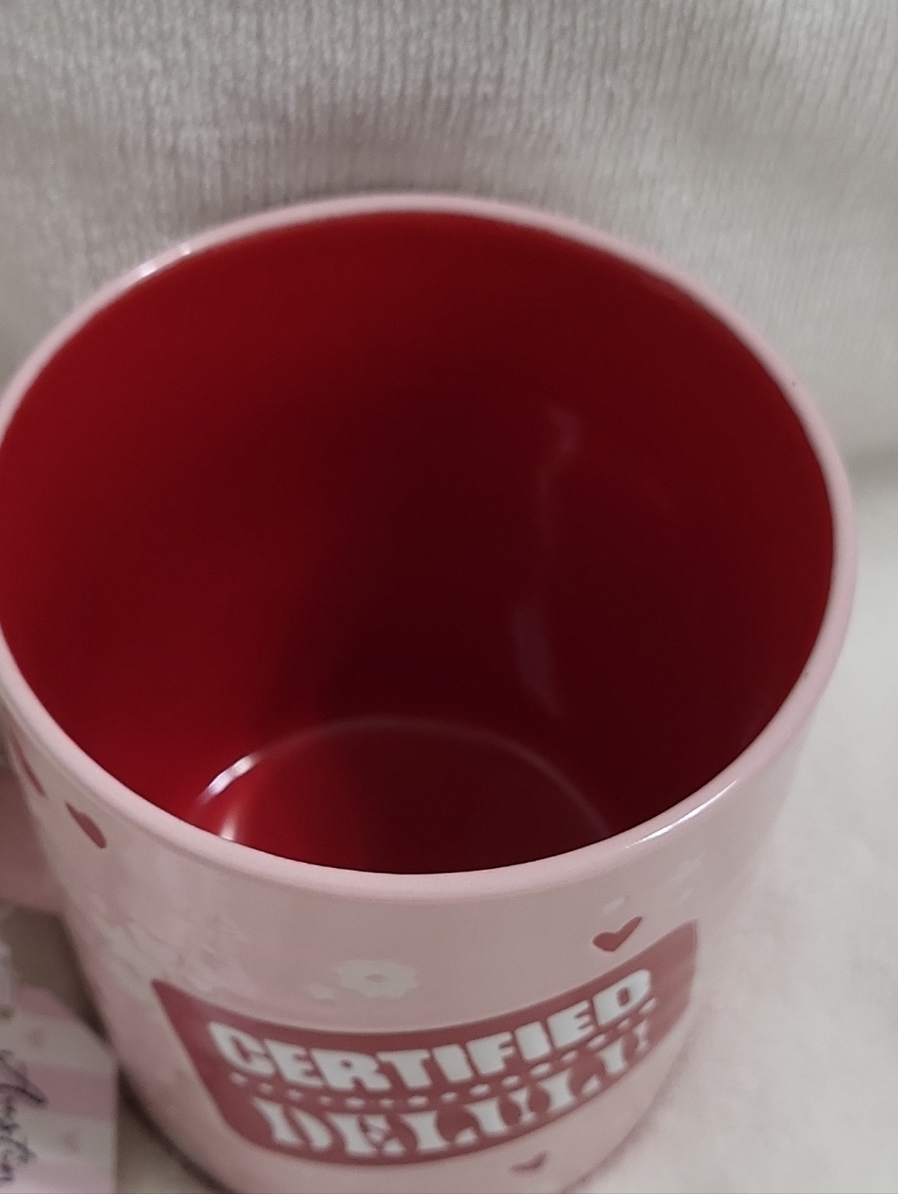 Certified Delulu Pink Ceramic Mug with Red Interior - Picture 9 of 11